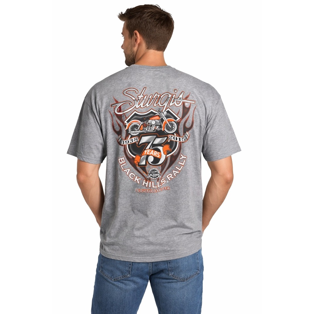 Sturgis 2015‎ 75th Anniversary Black Hills Rally Tee Men's Size XL Biker Moto